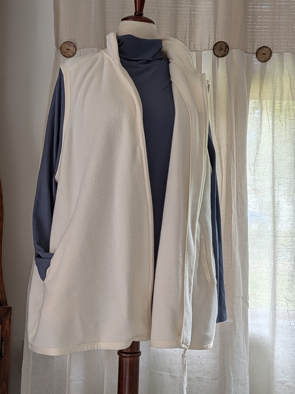 Woman Within Cream Fleece Zip-Front Vest